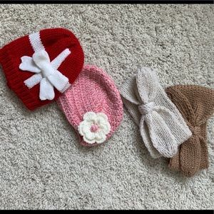 Infant girls Crochet hat/headband bundle
